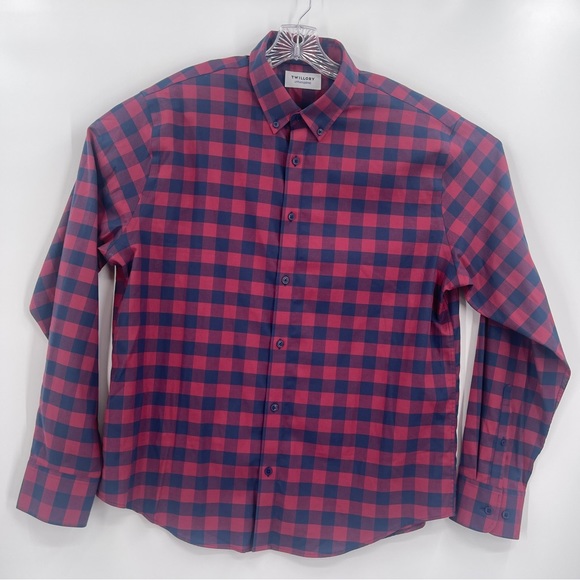 Twillory Shirt Men' L-XL Plaid Untuckable Tailored Fit Button Up Shirt - Picture 1 of 6